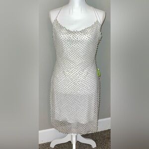 Windsor White Pearl-Embellished Bodycon Dress